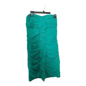 *David's Bridal‎ 12 Green Strapless Bridesmaid Dress Ruffle Prom Event Party